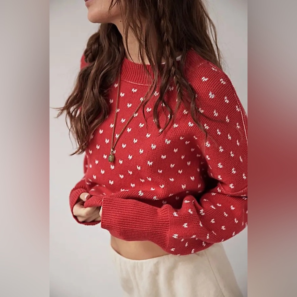 Free People Red Cowl Neck Sweater